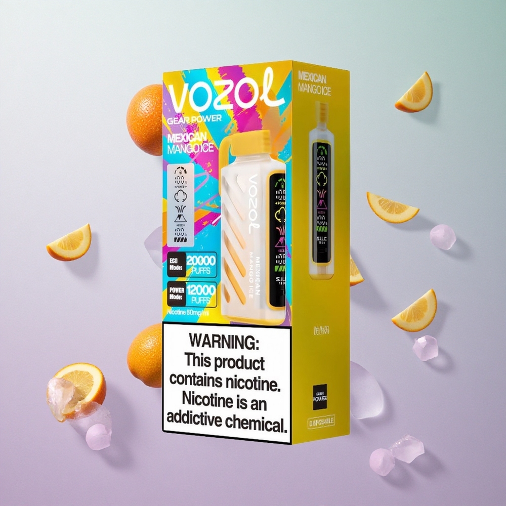 VOZOL Gear Power 20000 Puffs Mango Ghiaccio Messicano Italy wholesale Schermo Intero Dual Mesh Coil