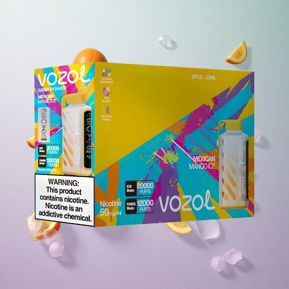 VOZOL Gear Power 20000 Puffs Mango Ghiaccio Messicano Italy wholesale Schermo Intero Dual Mesh Coil