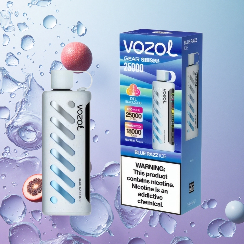 VOZOL Gear Shisha 25000 Puffs Blu Razz Ghiaccio Italy wholesale con 30 gusti deliziosi e S.i.L.C Tech