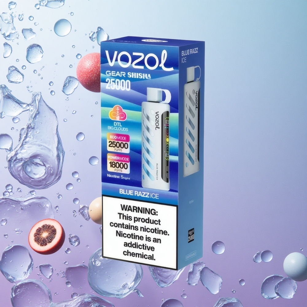 VOZOL Gear Shisha 25000 Puffs Blu Razz Ghiaccio Italy wholesale con 30 gusti deliziosi e S.i.L.C Tech