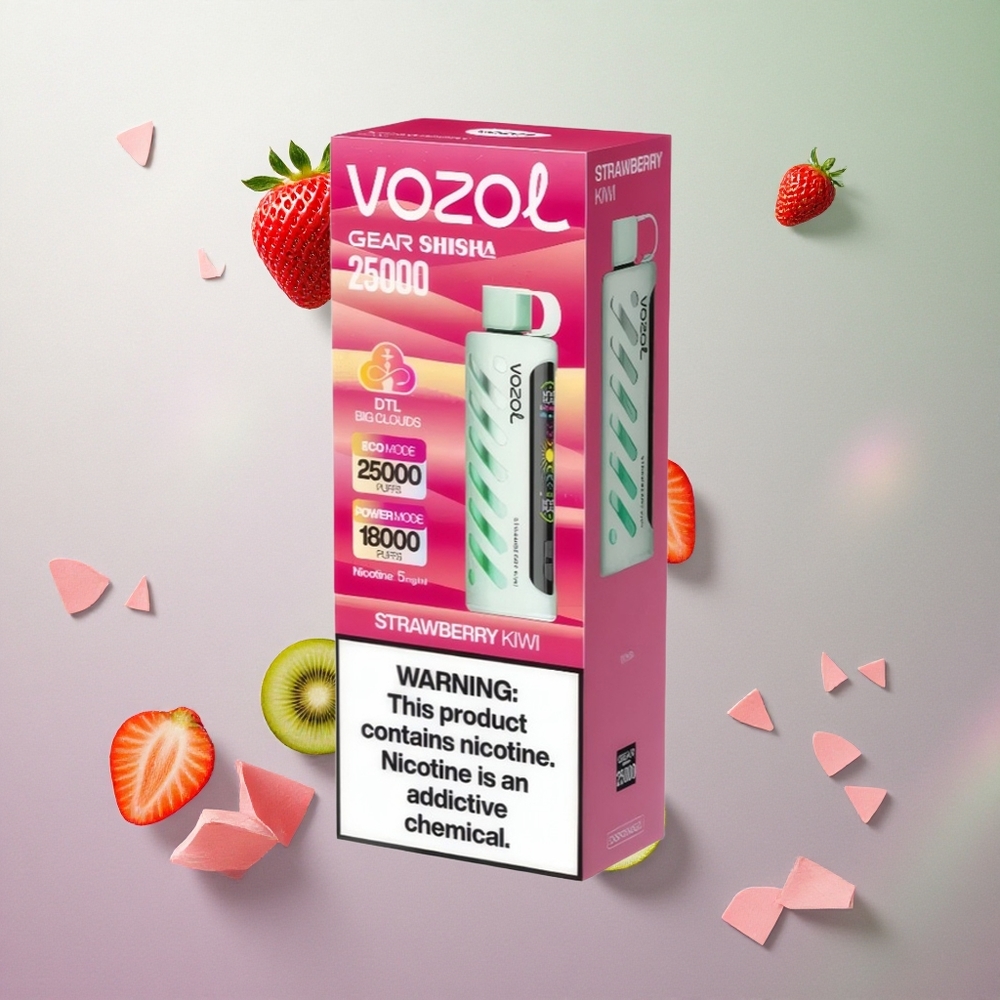 VOZOL Gear Shisha 25000 Puffs Fragola Kiwi Italy wholesale con 30 Gusti Deliziosi e S.i.L.C Tech