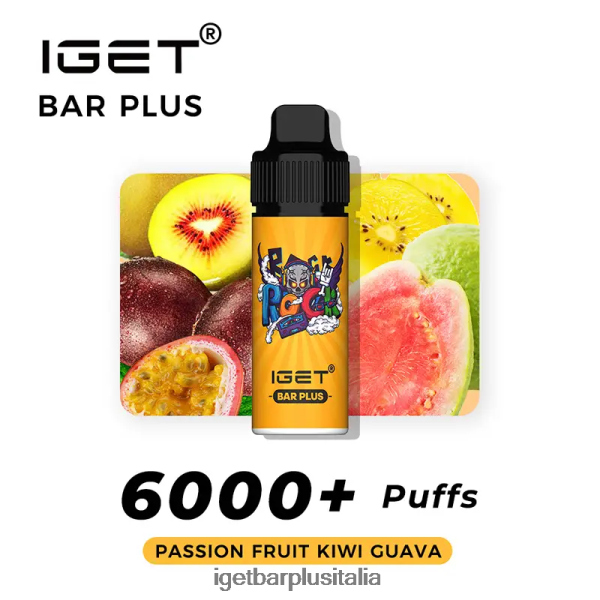 IGET Italy | Barretta iget senza nicotina più kit di svapo frutto della passione kiwi guava
