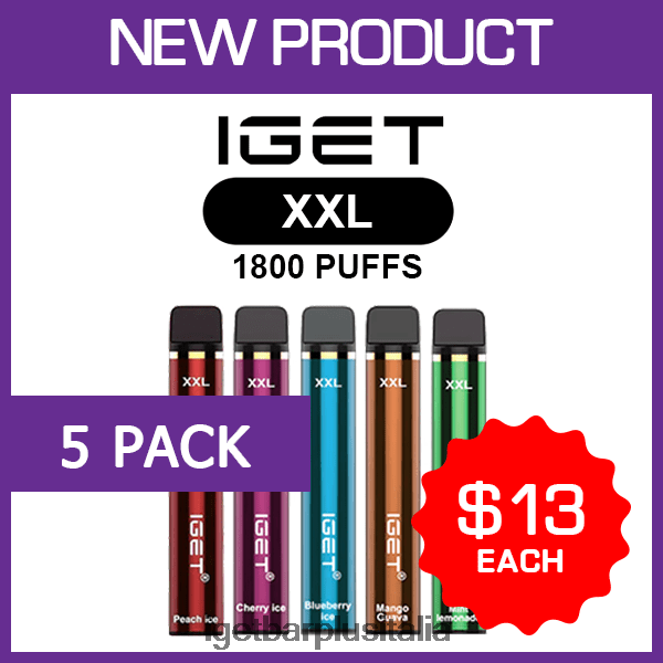 IGET Bar Italy | iget xxl - 1800 erogazioni - confezione da 5
