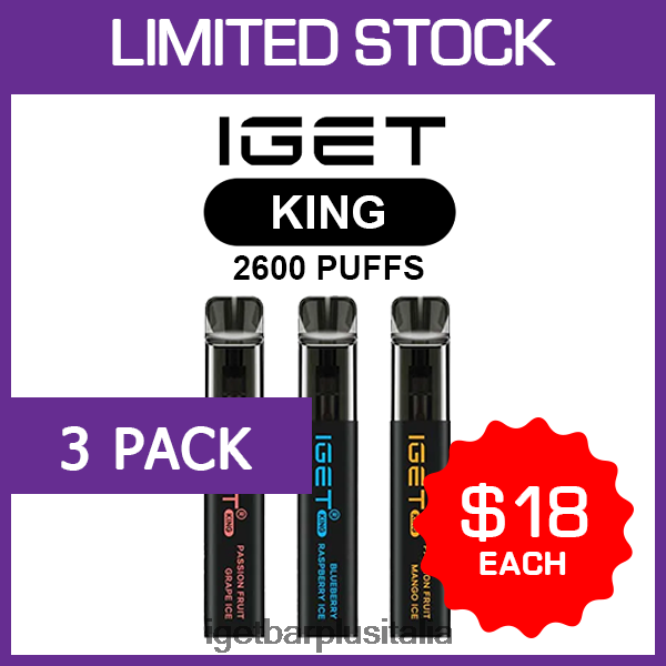 IGET Italia | iget king - 2600 erogazioni - confezione da 3