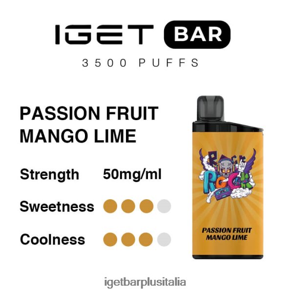 IGET Bar Italia | barra iget 3500 boccate frutto della passione mango lime