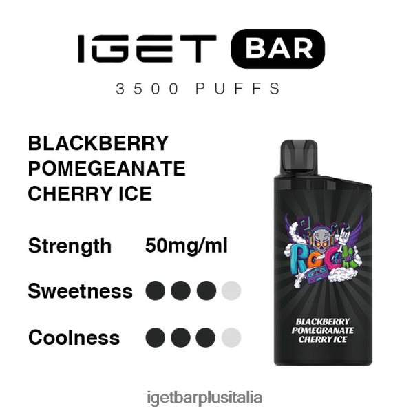 IGET Italy | barra iget 3500 boccate gelato alla ciliegia, mora, melograno
