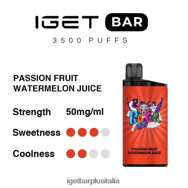 IGET Sigaretta Elettronica | barra iget 3500 boccate succo di anguria frutto della passione