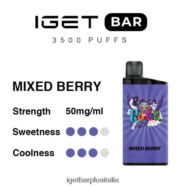 IGET Vape Italia | barra iget 3500 boccate frutti di bosco misti