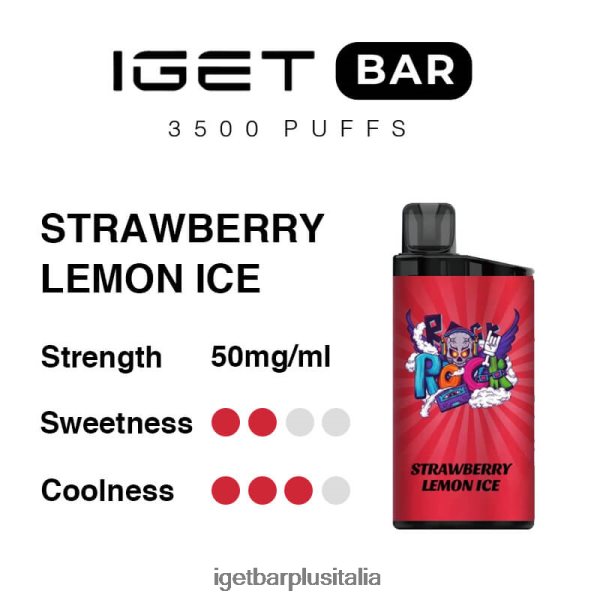 IGET Vape Italia | barra iget 3500 boccate gelato alla fragola e limone