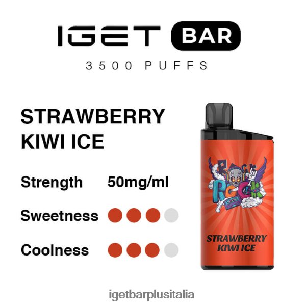 IGET Vape Italia | barra iget 3500 boccate ghiaccio alla fragola e kiwi