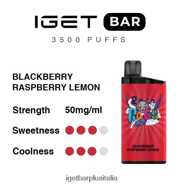 IGET Vape Italy | barra iget 3500 boccate mora lampone limone