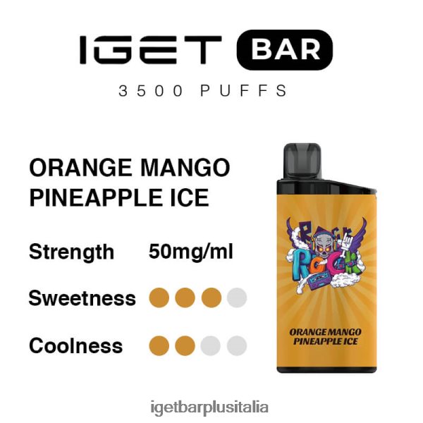 IGET Vape Online | barra iget 3500 boccate ghiaccio all\'ananas, mango e arancia