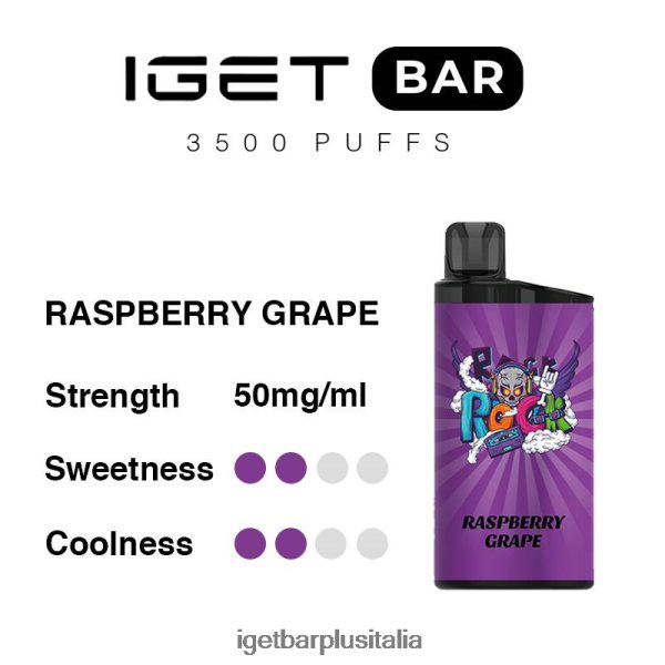 IGET Vape Online | barra iget 3500 boccate uva lampone