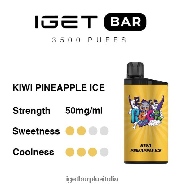 IGET Vapes Italy | barra iget 3500 boccate ghiaccio al kiwi e ananas