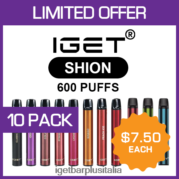 IGET Vape Italia | iget shion - 600 erogazioni - conf. da 10
