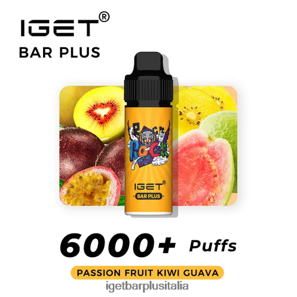 IGET Bar Italia | barra iget più 6000 sbuffi frutto della passione kiwi guava