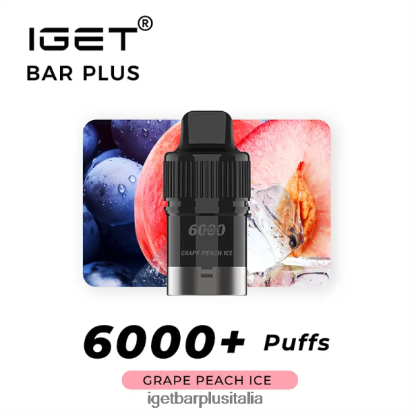 IGET E Cigarette | iget bar plus cialda 6000 puff lce alla pesca all'uva