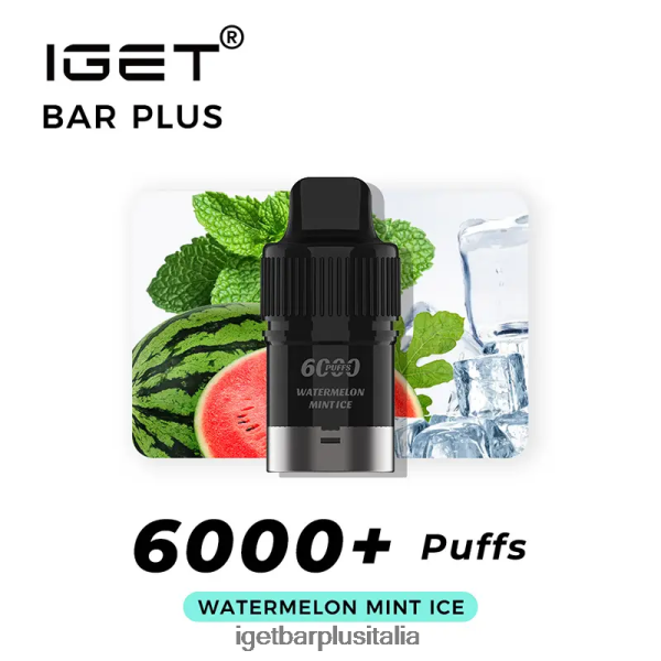 IGET Sigaretta Elettronica | iget bar plus cialda 6000 puff ghiaccio alla menta e anguria