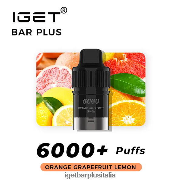 IGET Vape Italy | iget bar plus cialda 6000 puff arancia pompelmo limone